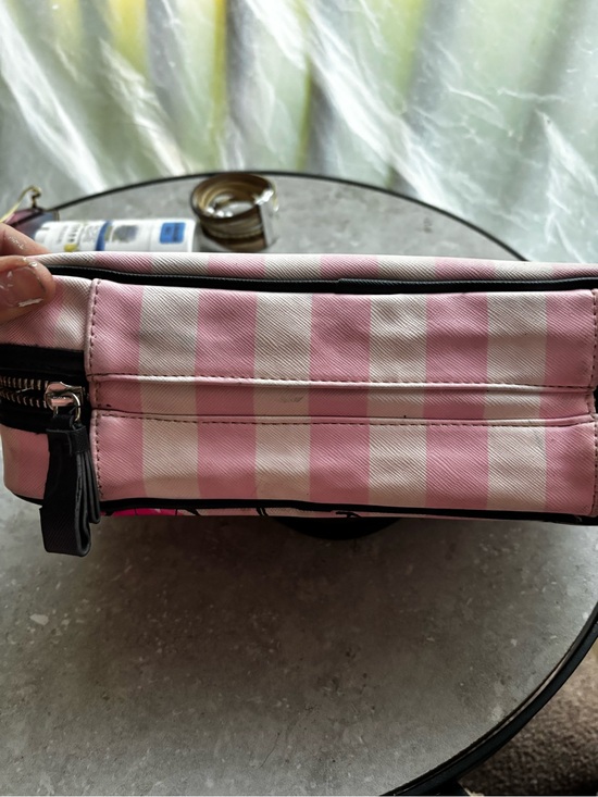 PINK Victoria's Secret Handbags - PINK Victoria's Secret Pink and White Striped Cosmetic Crossbody